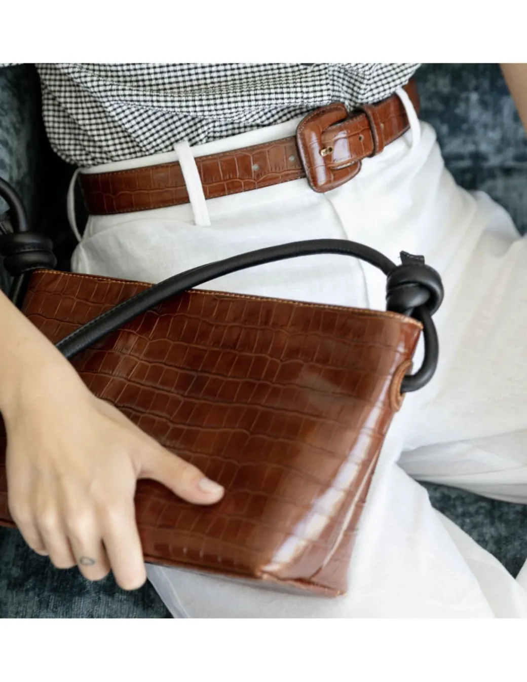 Women'S Leather Belts^MONPIEL Women'S Crocodile Lined Buckle Belt Others
